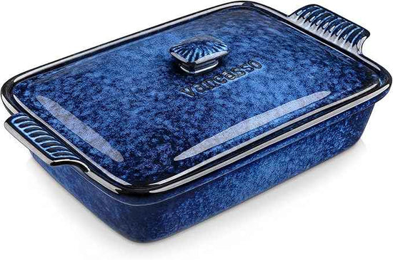 vancasso Starry Casserole Dish With Lid, 3.8 Quart Casserole Dish for Oven, 9x13 Baking Pan with Handles, Large Casserole Baking Dish Lasagna Pan with Lid, Microwave, Dishwasher Safe, Blue