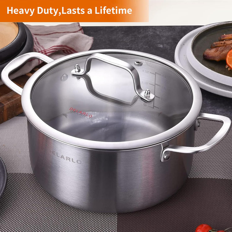 Tri ply Stainless Steel 6 Quart Heavy Duty Induction Stock Pot