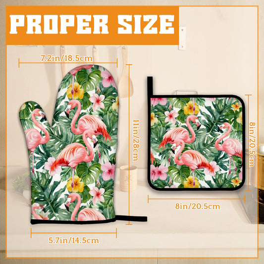 Palm Leaf Oven Mitts and Pot Holders Set (4 Count)
