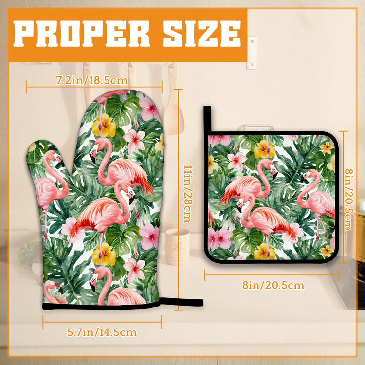 Palm Leaf Oven Mitts and Pot Holders Set (4 Count)