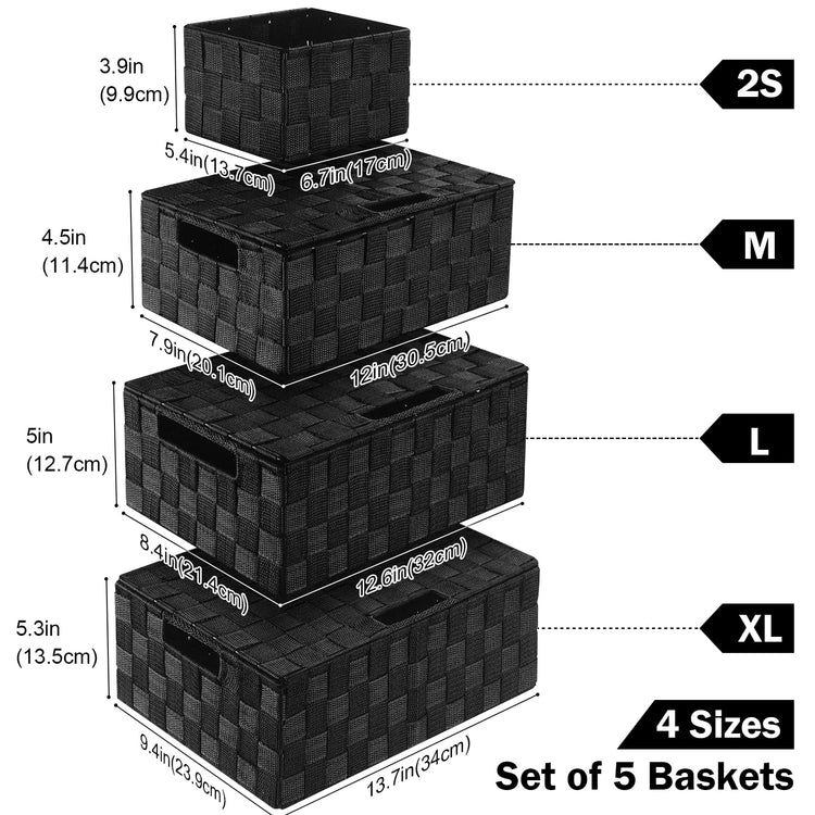 Storage Baskets with Lids (5 Count)
