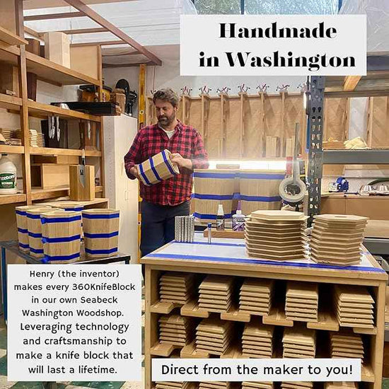(Walnut) ROTATING Magnetic knife block - SeriousEats/ATK/Cooksillustrated BEST Universal Knife Block - handmade in Washington
