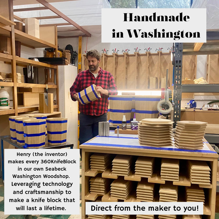 Walnut) ROTATING Magnetic knife block