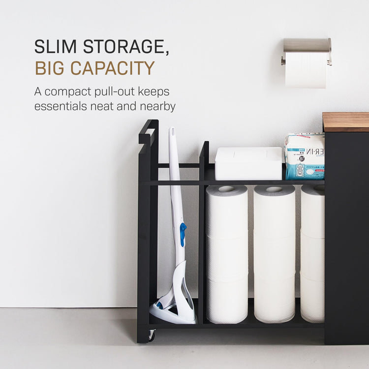 Home Pull Out Bathroom Storage Cabinet with Wood Top