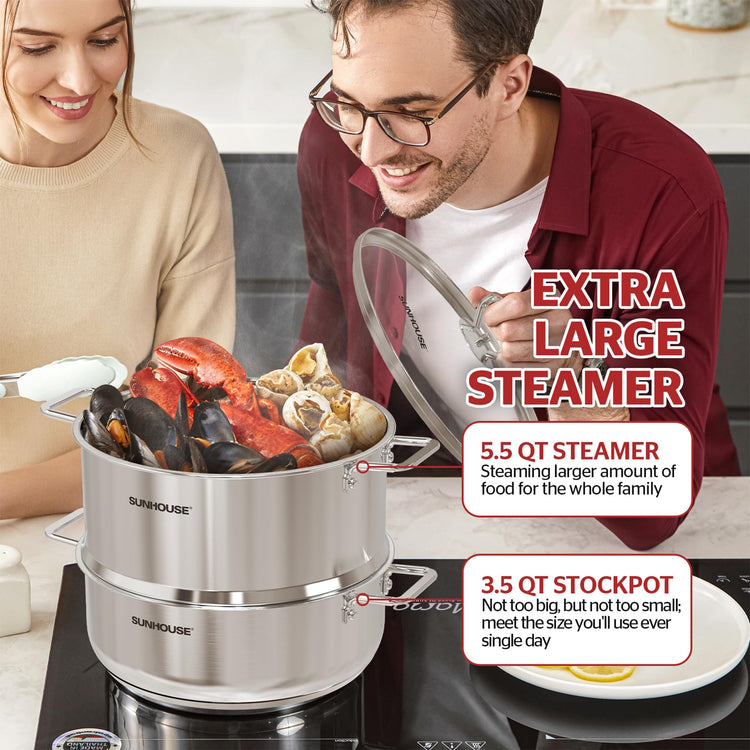 2 Tier Stainless Steel Steamer Pots