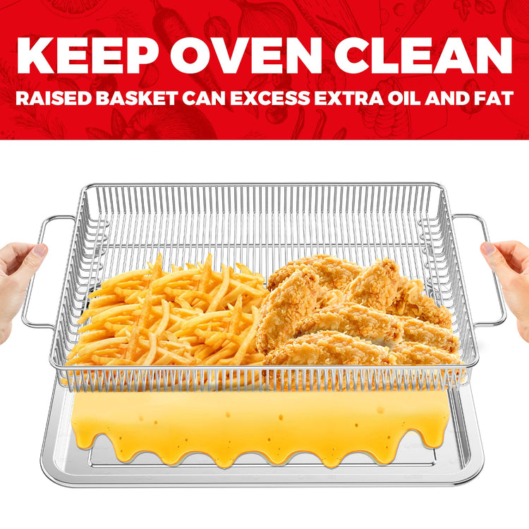 Air Fryer Basket for Oven with Upgraded Striped Mesh