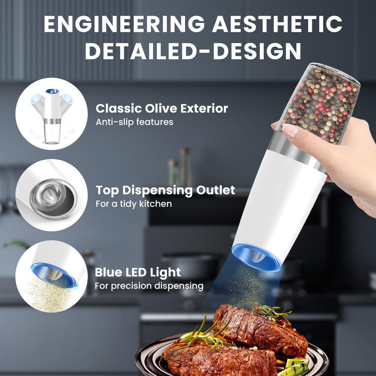 Battery Operated Gravity Salt And Pepper Grinder Set (2 Count)