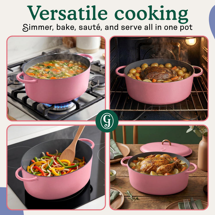 6.75 Quart Enameled Cast Iron Dutch Oven Pot w