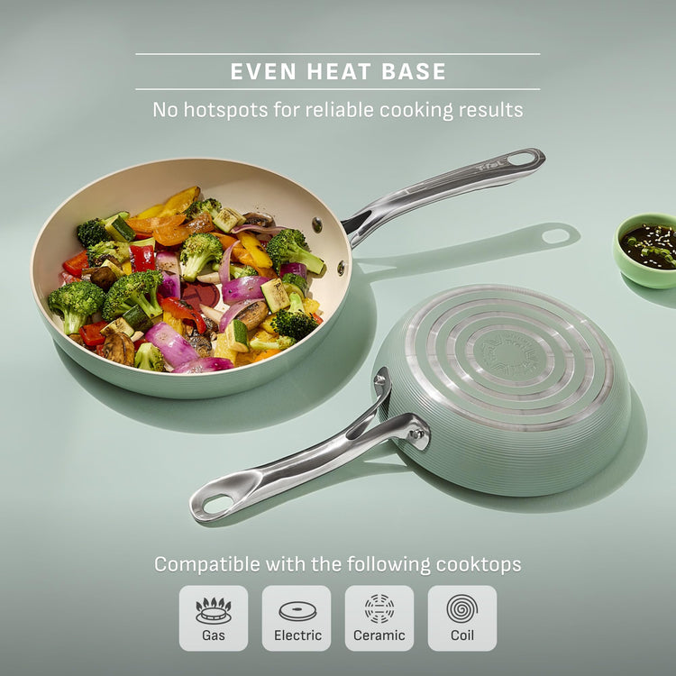 Inspire Ceramic Frying Pans Nonstick 10.5 Inch Skillet with Lid