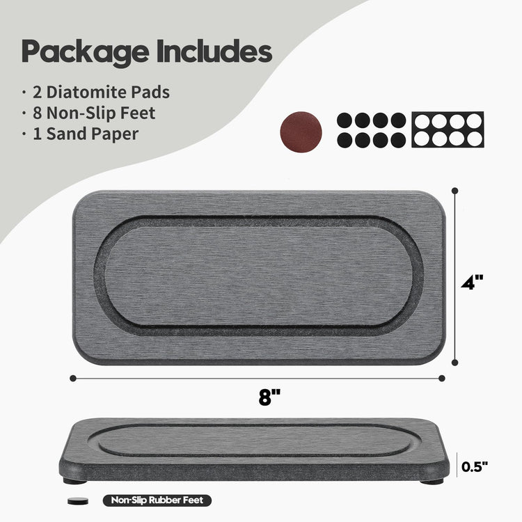 2Pack Diatomite Stone Coasters Water Absorbing Sink Tray for Kitchen & Bathroom Counter (2 Count)