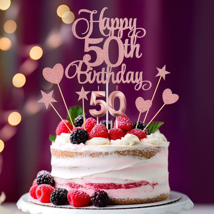 50th Birthday Cake Decorations (9 Count)