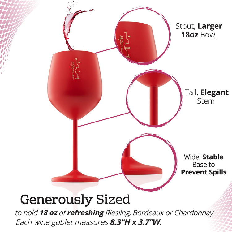 Valentine’s Day Gift Stainless Steel Wine Glass (4 Count)