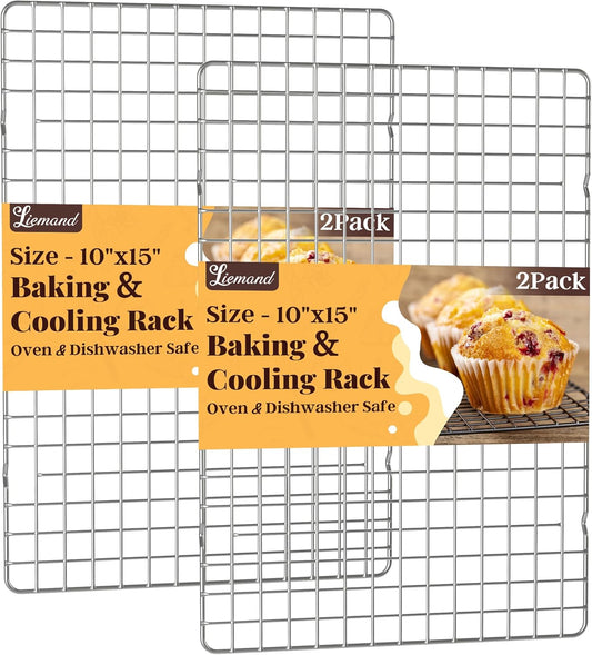 Cooling Racks for Cooking and Baking - 2 PCS 10" x 15" Grid Wire Baking Rack for Oven Cooking, Baking, Grilling, Roasting -Dishwasher Safe Bacon Rack- Fits Jelly Roll Cookie Sheet Pan - Nestoria