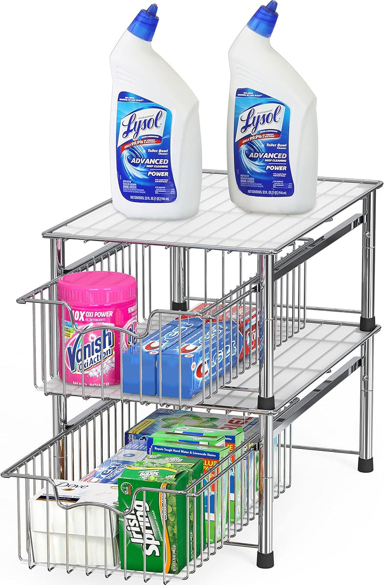 Simple Houseware Stackable Basket Drawer, Chrome