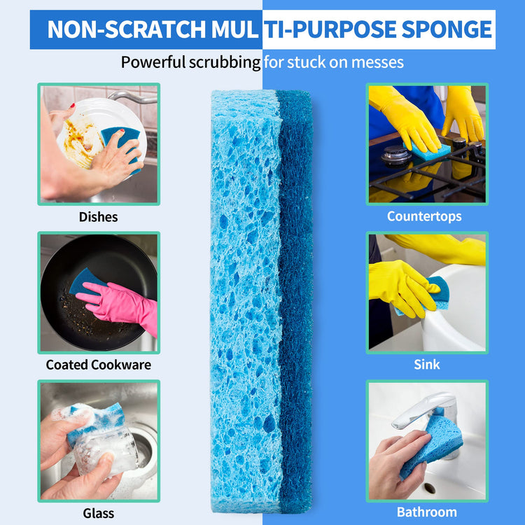 Non Scratch Cellulose Scrub Sponges 12 Pack (12 Count)