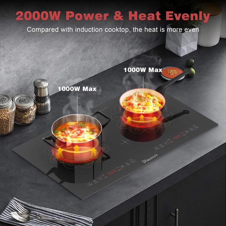 2 Burner Electric Cooktop 24 Inch 110V Plug in