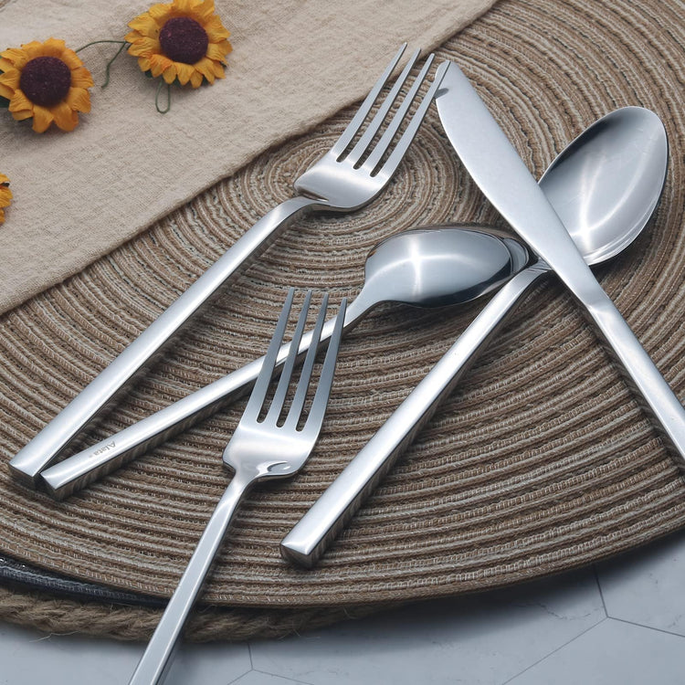 Cube 45 Piece Forged Stainless Steel Flatware Set Cutlery Set (8 Count)