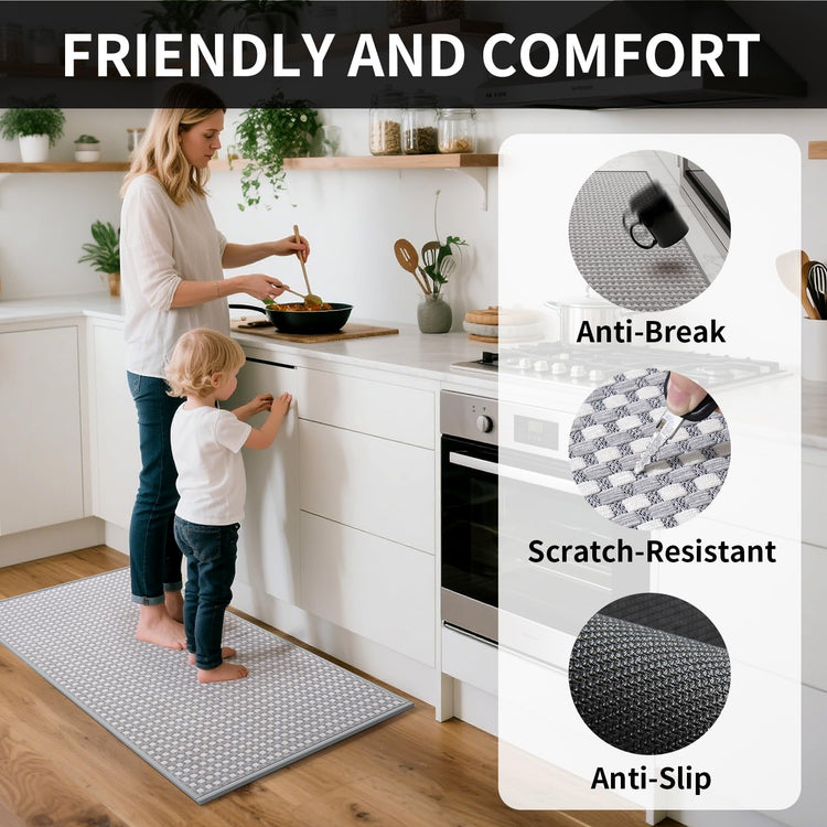 Kitchen Rugs Kitchen Mats for Floor Non Slip Washable Gray 17"x30" (3.31 Sq Ft)