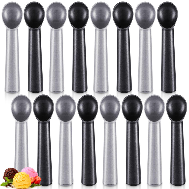16 Pcs Ice Cream Scoop 7 Inch Nonstick Anti Freeze Ice Cream Scooper Aluminum Design Dessert Spoon for Gelatos Frozen Yogurt Fruit Sundaes Sorbet Almond Cookie Dough (16 Count)