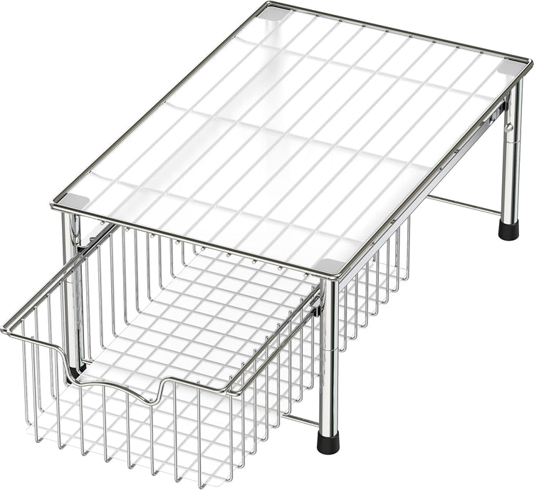 Simple Houseware Stackable Basket Drawer, Chrome