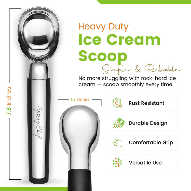 Heavy Duty Metal Ice Cream Scoop with Soft Grip Handle
