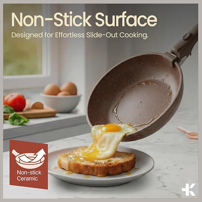 Bakken 17-Piece Ceramic Coated Aluminum Cookware Set, Nonstick Pots and Pans with Lids, Silicone Cooking Utensils & Oven Mitts, All Stovetop Safe Up To 500°F, PTFE & PFAS Free, Dishwasher Safe
