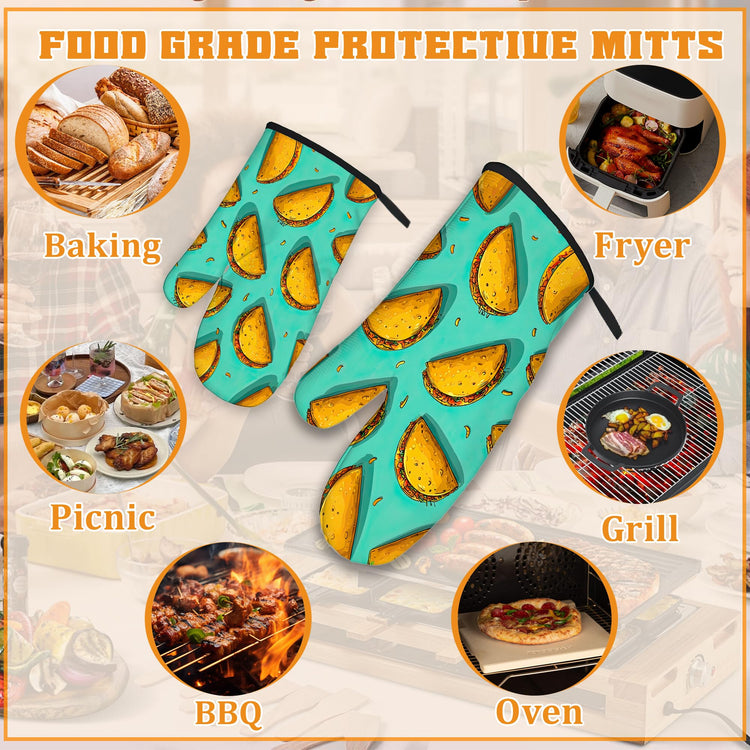 Mexican Taco Oven Mitts and Pot Holders Set (4 Count)