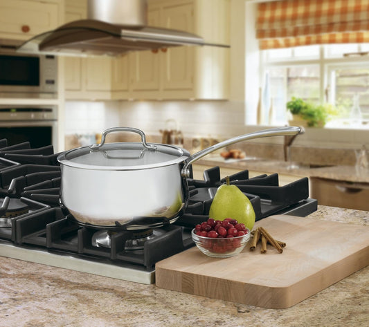 Cuisinart 4193-20 Contour Stainless 3-Quart Saucepan with Glass Cover, Silver - Nestoria
