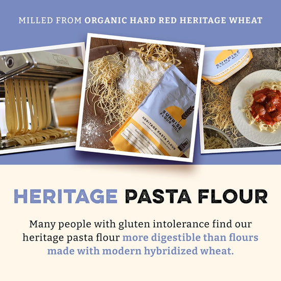 Sunrise Flour Mill USDA Organic Heritage Pasta Flour - 5 lbs | Milled from Hard Red Wheat | Easier to Digest with Less Bloating | No Bleaching or Bromating | Zero Additives - Nestoria