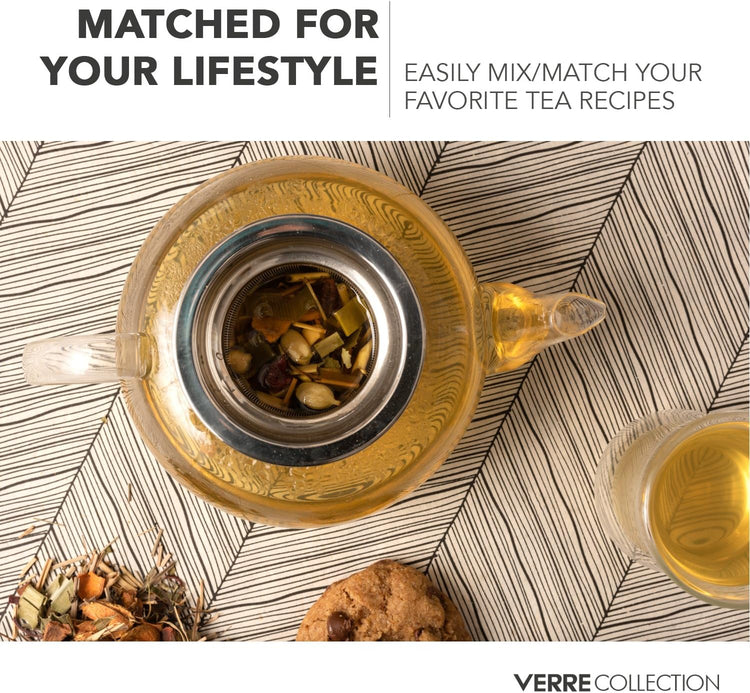 Glass Teapot Stovetop Compatible Kettle with Stainless Steel Removable Infuser, Loose Leaf Tea, Stovetop Safe Tea Pot and Strainer (27 Ounce)