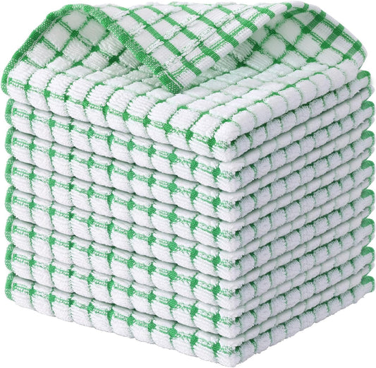 Kitinjoy Cotton 8 Pack Terry Kitchen Dish Cloths, 12 x 12 Inches Super Soft and Absorbent Dish Rags, Quick Drying Dish Towels for Washing Dishes, Green - Nestoria