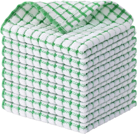 Kitinjoy Cotton 8 Pack Terry Kitchen Dish Cloths, 12 x 12 Inches Super Soft and Absorbent Dish Rags, Quick Drying Dish Towels for Washing Dishes, Green - Nestoria