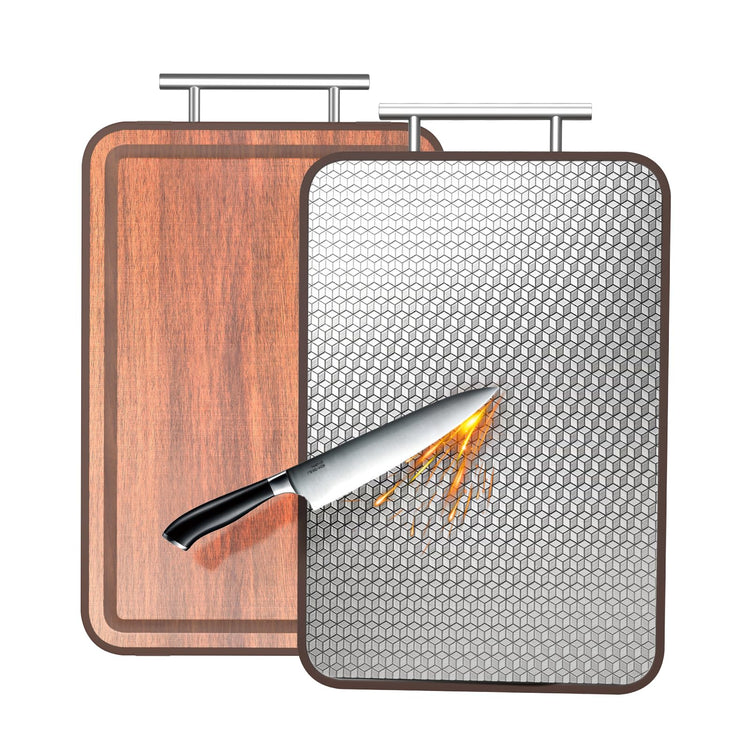Double Sided Stainless Steel and Ebony Cutting Board