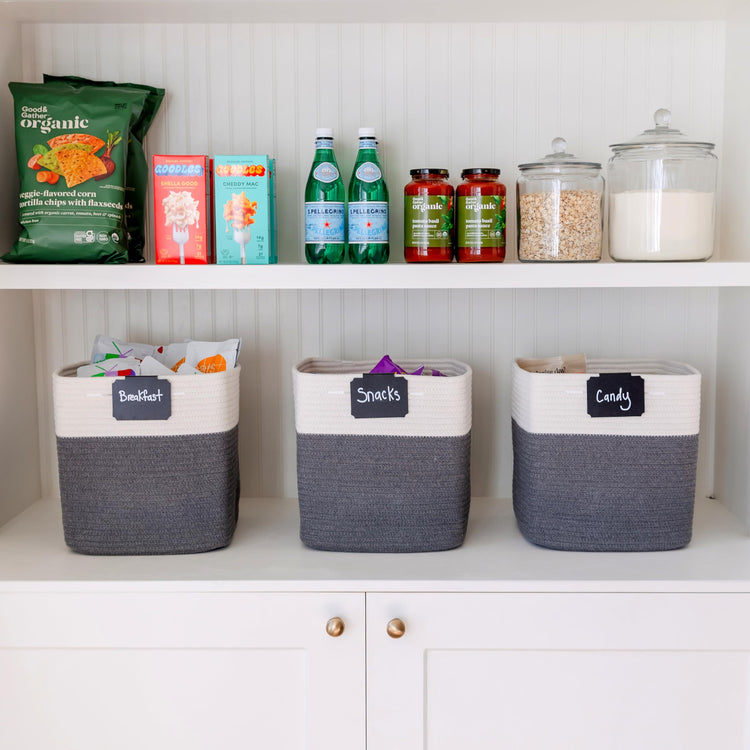 Storage Cubes 11 Inch Cotton Rope Woven Baskets for Organizing (3 Count)
