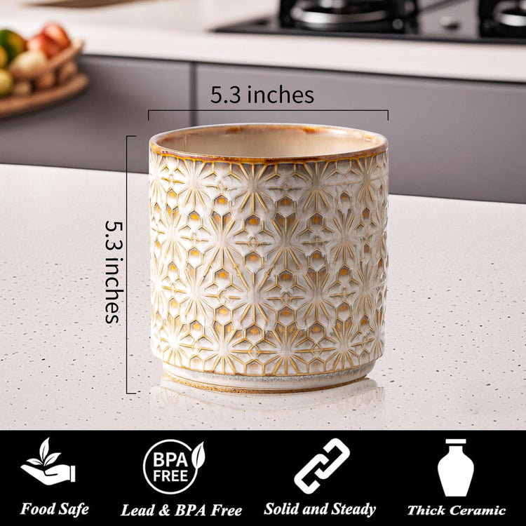 Utensil Holder Rustic Farmhouse Ceramic Utensil Crock for Countertop