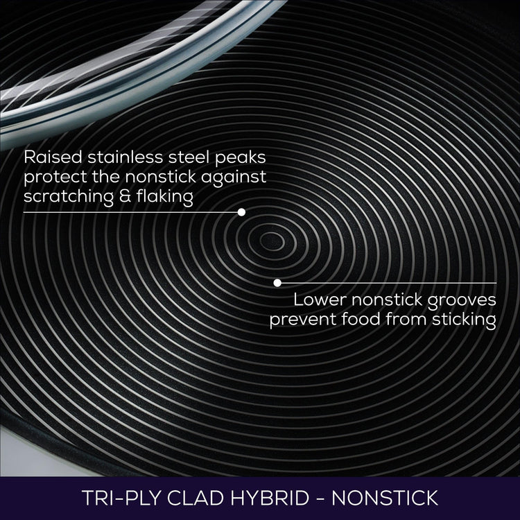 Clad Stainless Steel Cookware Pots and Pans and Utensil Set with Hybrid SteelShield and Nonstick Technology