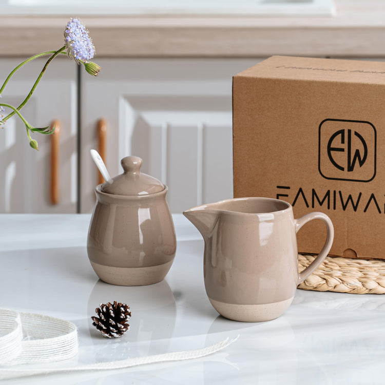 Ceramic 10oz Sugar Bowl & 13oz Creamer Set