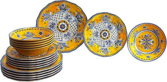 Le Cadeaux 18 Piece Luxury Melamine Dinnerware Set, Service for 6 (Benidorm)