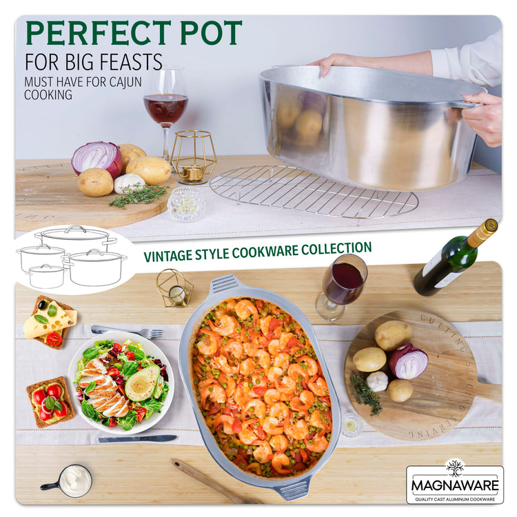 Cast Aluminum Oval Dutch Oven with Lid