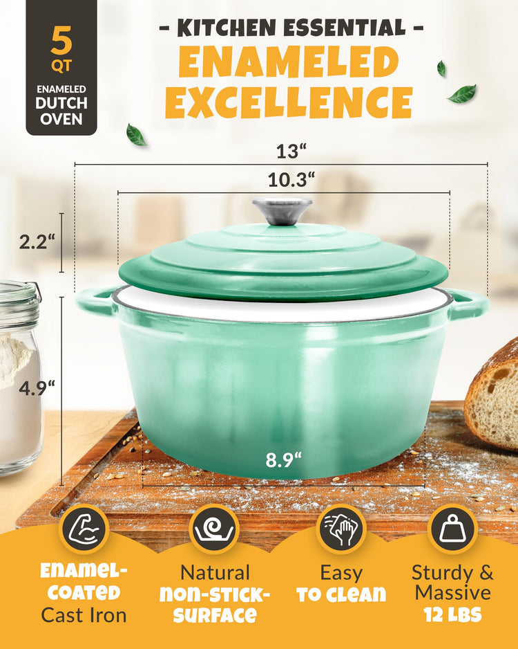 5 QT Cast Iron Bread Oven with Lid for Sourdough Bread Baking Set