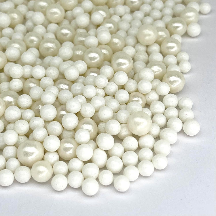 Manvscakes Sprinkles- Edible Cake and Cupcake Sprinkles with Assorted Shapes and Sizes for Parties, Metallic Sprinkle Mix for Cookies, Ice Cream, Cake and Cupcake Decorating, Silver white sprinkle - Nestoria
