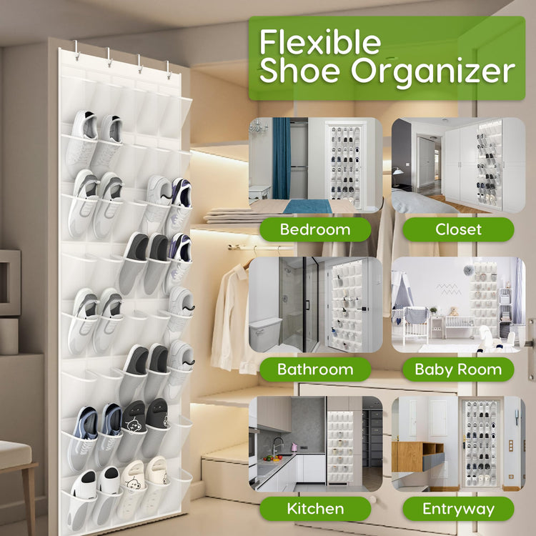 Over the Door Shoe Organizer with 40 Large Breathable Mesh Pockets