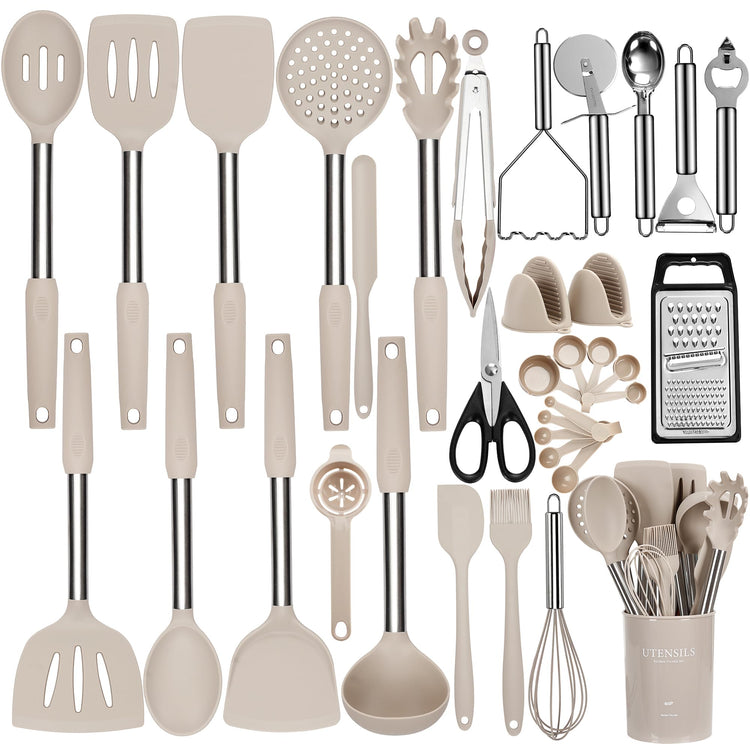 35 Pcs Silicone Cooking Utensils Set BPA Free 446°F Heat Resistant (35 Count)