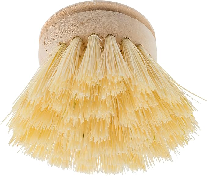 Redecker Silicone Dish Brush Bundle, Includes Interchangeable Natural Horsehair and Tampico Fiber Brush Heads, Sustainable Silicone and Stainless Steel Handle with Hanging Loop, Reed