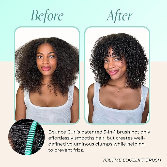 Bounce Curl Volume EdgeLift Brush, 5-in-1 Tool for Volumized Waves, Curls & Coils - Teal