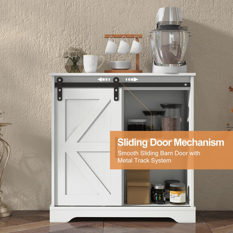 Sliding Barn Door Buffet Sideboard Storage Cabinet Coffee Bar Kitchen Farmhouse Style