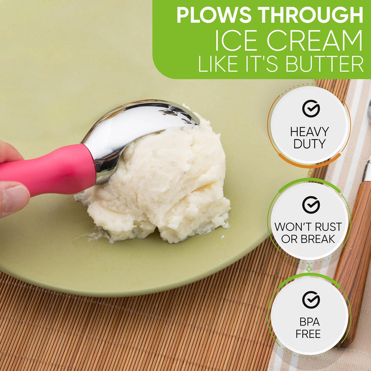 Heavy Duty Metal Ice Cream Scoop with Comfortable Handle