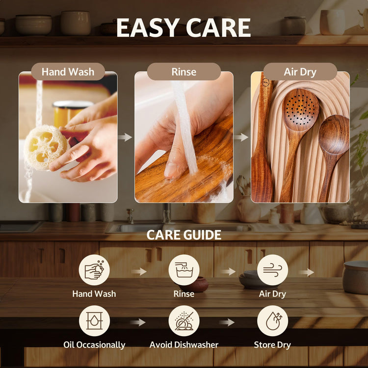10 Piece Teak Wood Cooking Utensil Set (10 Count)