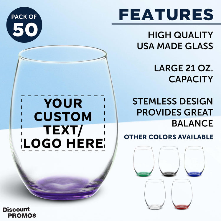 50 ARC Stemless Wine Glasses Set (50 Count)