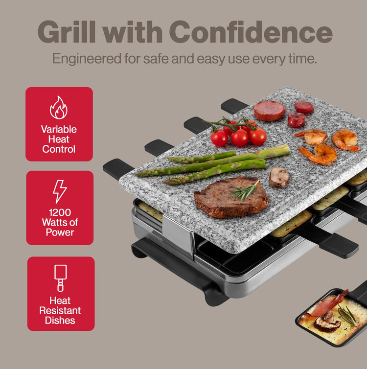 Stelvio Raclette Party Grill with Granite Stone Non